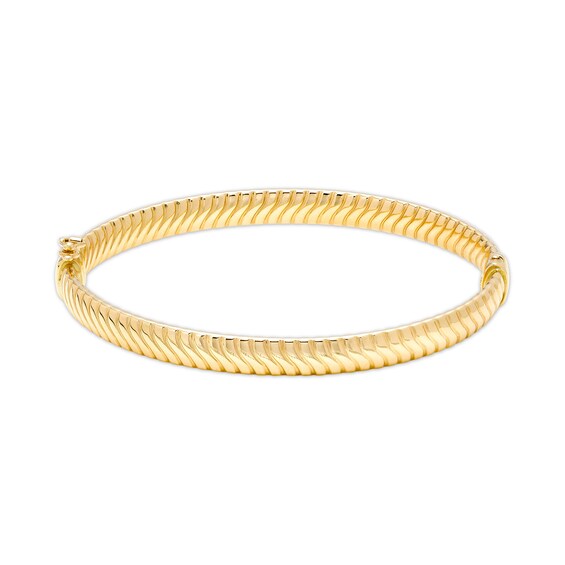 6.0mm Textured Bangle in Hollow 14K Gold