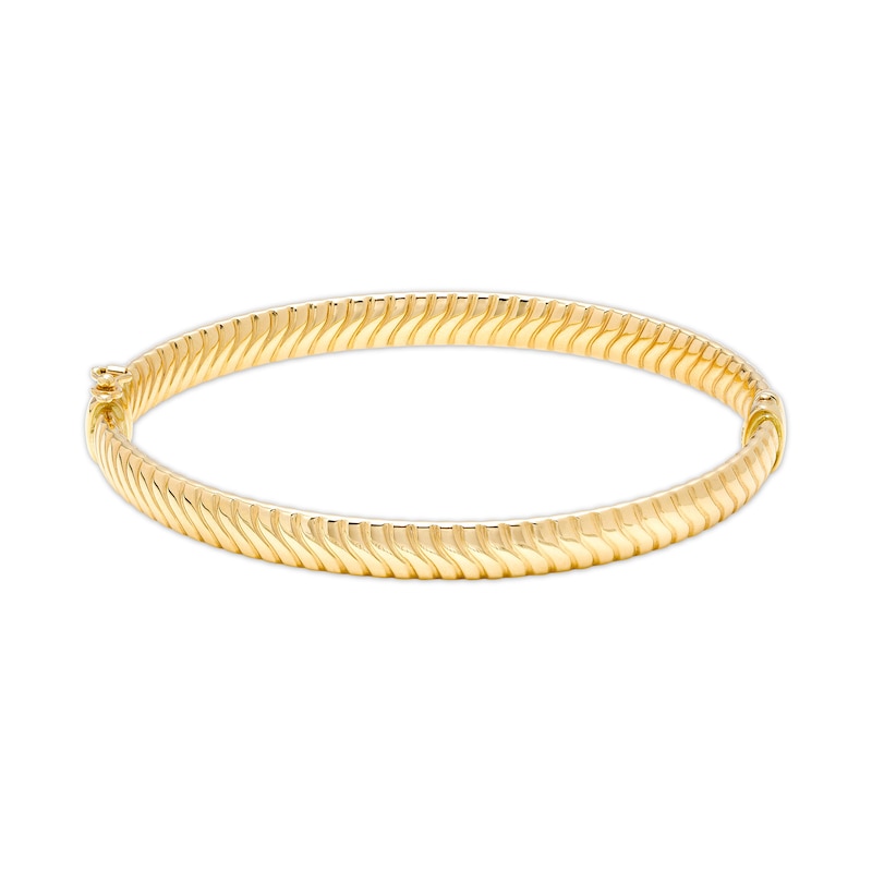 Main Image 1 of 6.0mm Textured Bangle in Hollow 14K Gold
