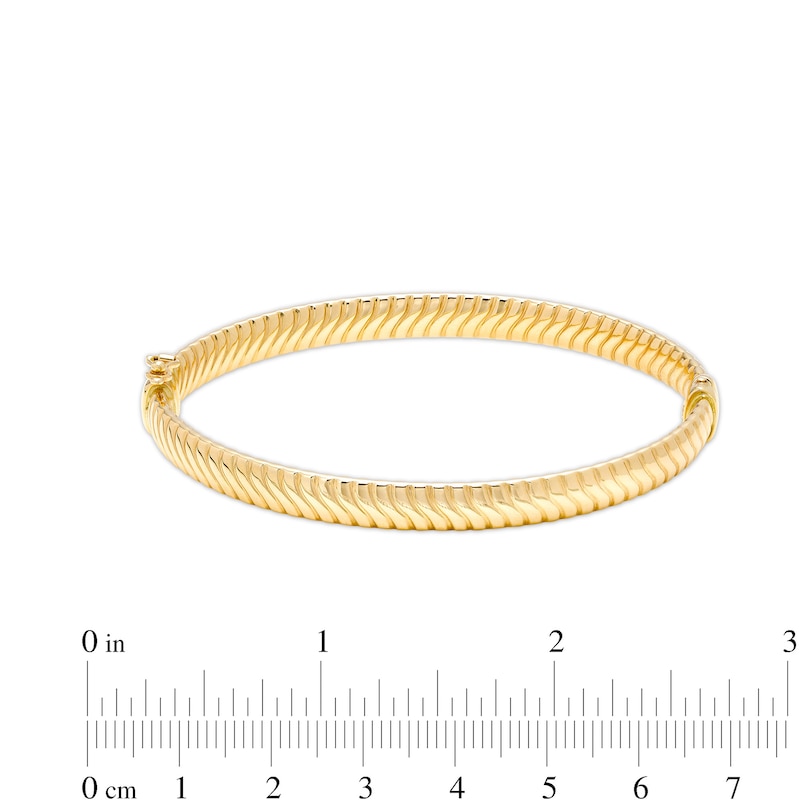 Main Image 3 of 6.0mm Textured Bangle in Hollow 14K Gold