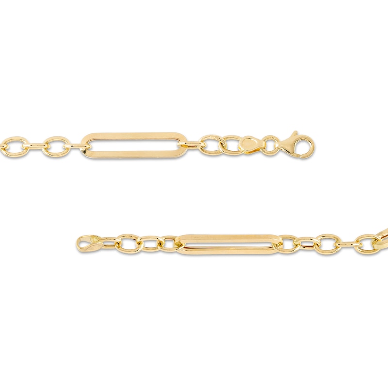 Main Image 3 of Paper Clip Link and Rolo Chain Bracelet in Hollow 10K Gold - 7.5"