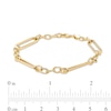 Thumbnail Image 3 of Hollow Paper Clip Link and Rolo Chain Bracelet in 10K Gold - 7.5"