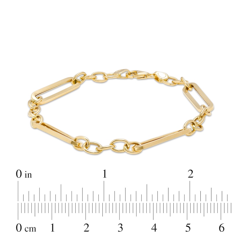 Main Image 4 of Paper Clip Link and Rolo Chain Bracelet in Hollow 10K Gold - 7.5"