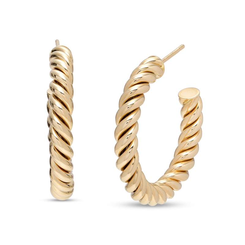 Main Image 1 of 20.0mm Rope J-Hoop Earrings in 10K Gold