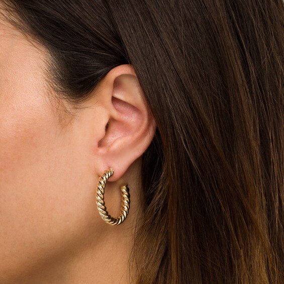 20.0mm Rope J-Hoop Earrings in 10K Gold