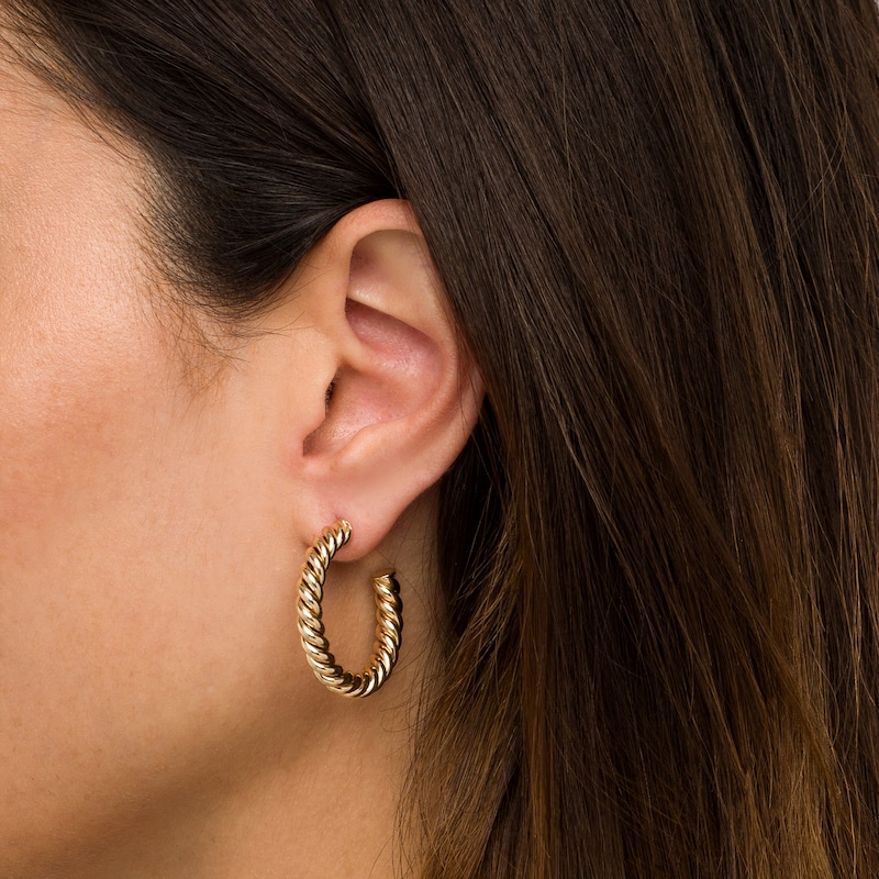 Main Image 2 of 20.0mm Rope J-Hoop Earrings in 10K Gold