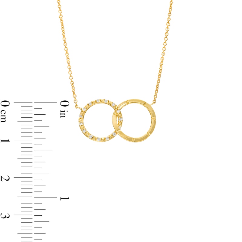 Main Image 3 of 1/20 CT. T.W. Diamond Interlocking Circle Necklace in 10K Gold – 17"
