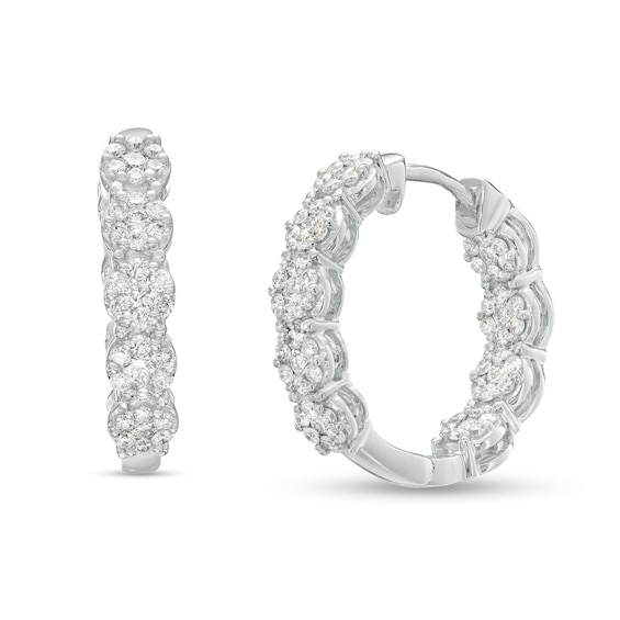 1 CT. T.w. Multi-Diamond Inside-Out Hoop Earrings in 10K White Gold