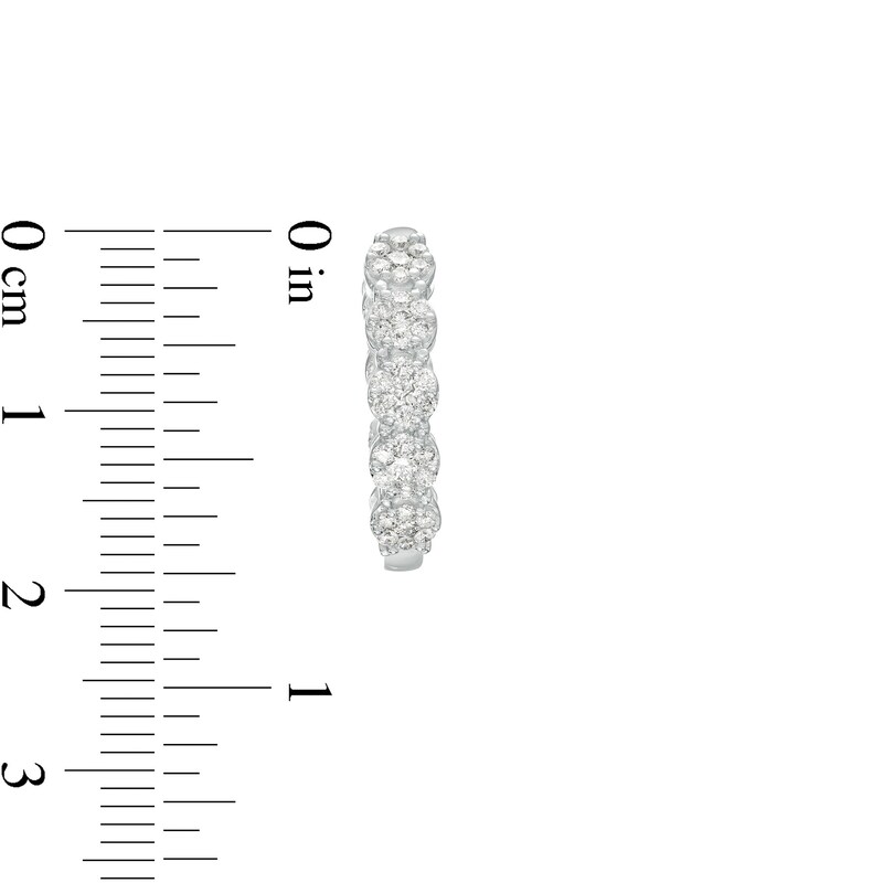 Main Image 3 of 1 CT. T.W. Multi-Diamond Inside-Out Hoop Earrings in 10K White Gold