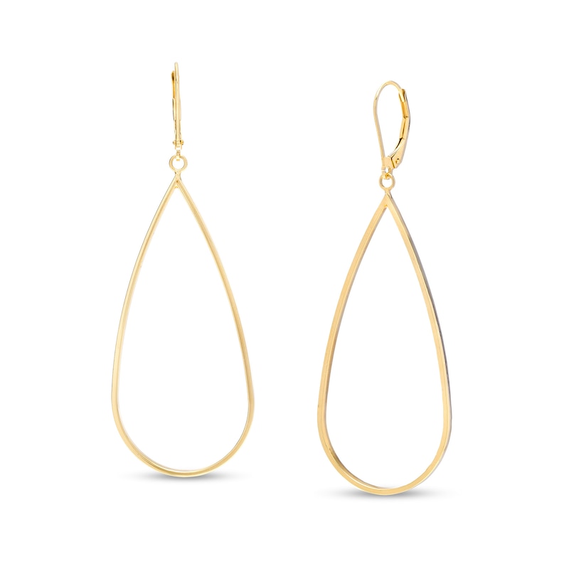 Main Image 1 of Outlined Teardrop Earrings in 10K Gold