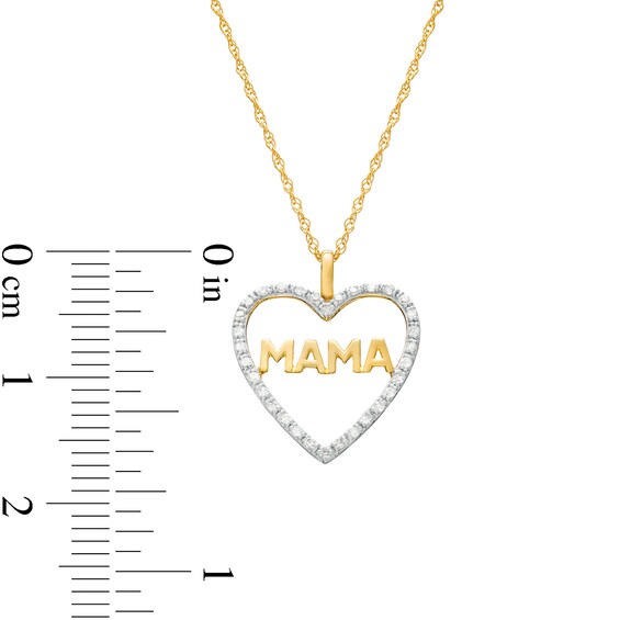 1/10 CT. T.w. Diamond "Mama" Heart Pendant in 10K Gold