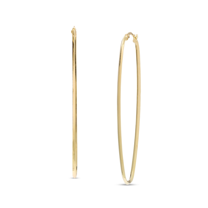 Main Image 1 of Oval Paper Clip-Style Hoop Earrings in 10K Gold