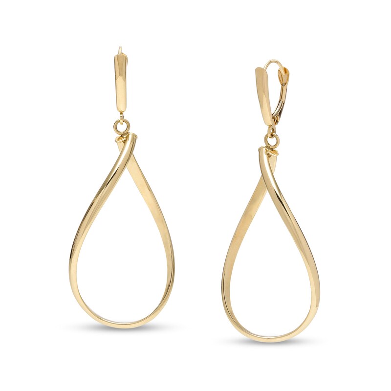 Main Image 1 of Curved Open Drop Earrings in 10K Gold