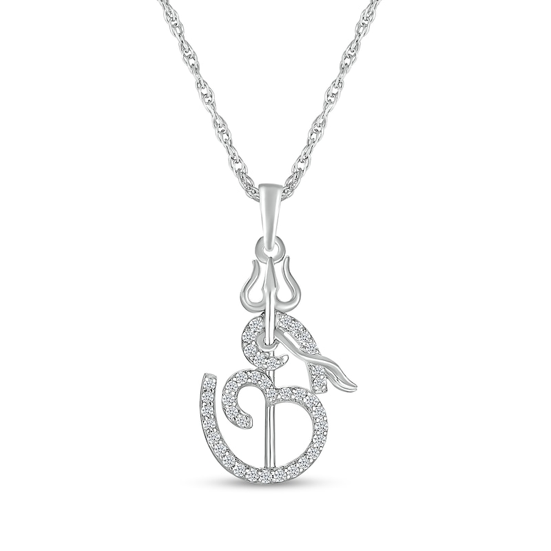 Main Image 1 of 1/5 CT. T.W. Diamond Abstract Om and Trident Symbol in Sterling Silver