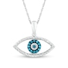 Thumbnail Image 1 of 1/10 CT. T.W. Blue and White Diamond Evil Eye Pendant in Sterling Silver