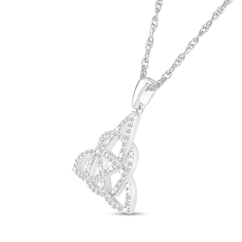 Main Image 2 of 1/5 CT. T.W. Diamond Celtic Trinity Knot Pendant in Sterling Silver