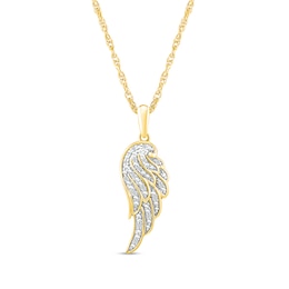 1/20 CT. T.W. Diamond Angel Wing Pendant in Sterling Silver with 14K Gold Plate