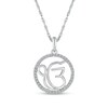 Thumbnail Image 1 of 1/6 CT. T.W. Diamond Ik Onkar Symbol in Circle Pendant in Sterling Silver