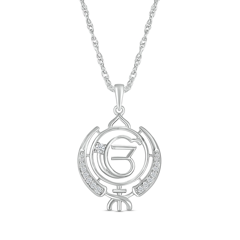 Main Image 1 of 1/8 CT. T.W. Diamond Khanda Ek Onkar Symbol in Sterling Silver