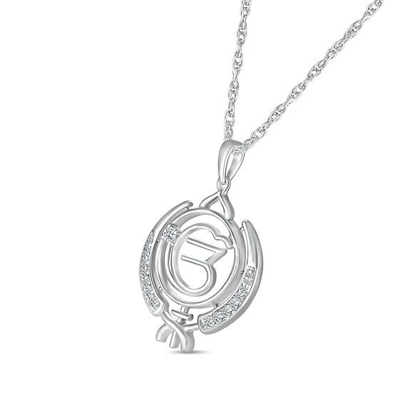 1/8 CT. T.w. Diamond Khanda Ek Onkar Symbol in Sterling Silver