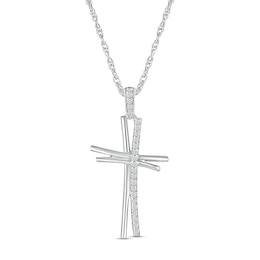 1/8 CT. T.W. Diamond Abstract Cross Pendant in Sterling Silver