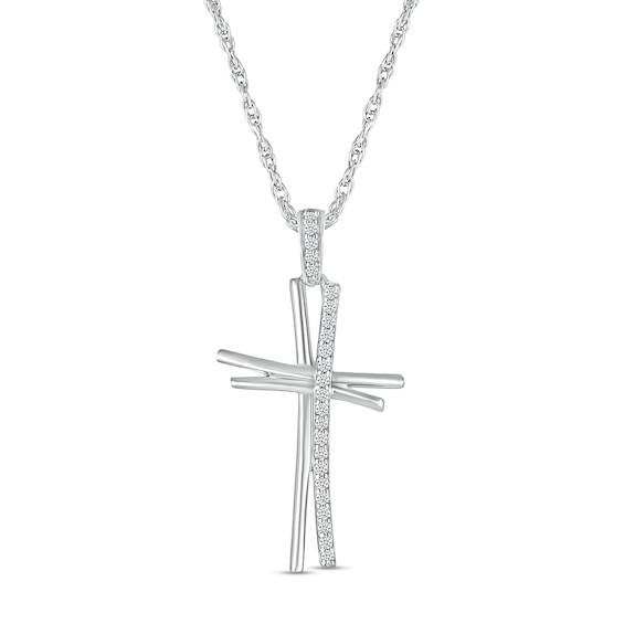 1/8 CT. T.w. Diamond Abstract Cross Pendant in Sterling Silver