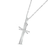 Thumbnail Image 2 of 1/8 CT. T.W. Diamond Abstract Cross Pendant in Sterling Silver