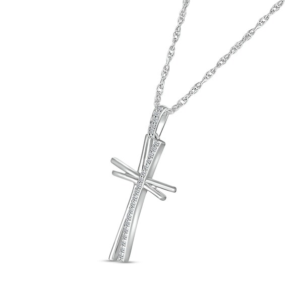 1/8 CT. T.w. Diamond Abstract Cross Pendant in Sterling Silver
