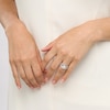 Thumbnail Image 2 of 8.0mm White Lab-Created Sapphire Chevron Three Piece Bridal Set in Sterling Silver