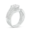 Thumbnail Image 3 of 8.0mm White Lab-Created Sapphire Chevron Three Piece Bridal Set in Sterling Silver