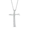 Thumbnail Image 1 of 1/10 CT. T.W. Diamond Abstract Cross Pendant in Sterling Silver