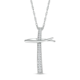 1/10 CT. T.W. Diamond Abstract Cross Pendant in Sterling Silver