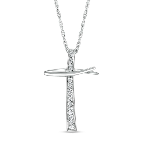 1/10 CT. T.w. Diamond Abstract Cross Pendant in Sterling Silver