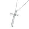 Thumbnail Image 2 of 1/10 CT. T.W. Diamond Abstract Cross Pendant in Sterling Silver