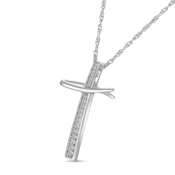 1/10 CT. T.w. Diamond Abstract Cross Pendant in Sterling Silver
