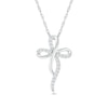 Thumbnail Image 1 of 1/8 CT. T.W. Diamond Dainty Ribbon Cross Pendant in Sterling Silver