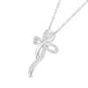 Thumbnail Image 2 of 1/8 CT. T.W. Diamond Dainty Ribbon Cross Pendant in Sterling Silver