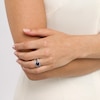 Thumbnail Image 2 of 8.0mm Blue and White Lab-Created Sapphire Twist Shank Three Piece Bridal Set in Sterling Silver