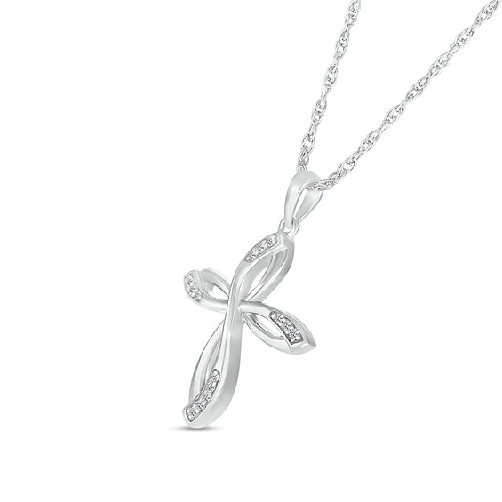 1/20 CT. T.w. Diamond Looped Cross Pendant in Sterling Silver