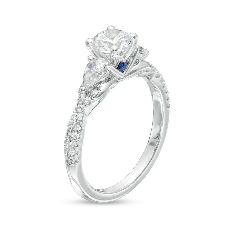 Main Image 3 of Vera Wang Love Collection 1-1/3 CT. T.W. Round and Pear-Shaped Diamond Three Stone Engagement Ring in 14K White Gold