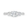 Thumbnail Image 4 of Vera Wang Love Collection 1-1/3 CT. T.W. Round and Pear-Shaped Diamond Three Stone Engagement Ring in 14K White Gold