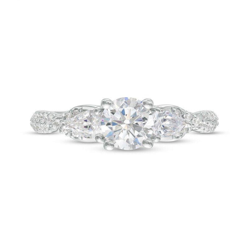 Main Image 4 of Vera Wang Love Collection 1-1/3 CT. T.W. Round and Pear-Shaped Diamond Three Stone Engagement Ring in 14K White Gold