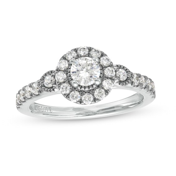 Vera Wang Love Collection 3/4 CT. T.w. Diamond Frame Engagement Ring in 14K White Gold and Black Rhodium