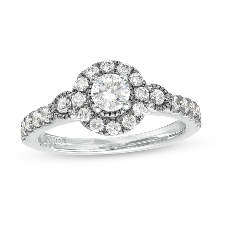 Main Image 1 of Vera Wang Love Collection 3/4 CT. T.W. Diamond Frame Engagement Ring in 14K White Gold and Black Rhodium
