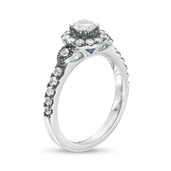 Vera Wang Love Collection 3/4 CT. T.w. Diamond Frame Engagement Ring in 14K White Gold and Black Rhodium