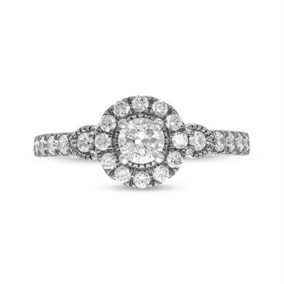 Vera Wang Love Collection 3/4 CT. T.w. Diamond Frame Engagement Ring in 14K White Gold and Black Rhodium