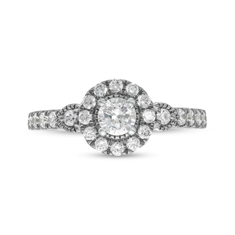 Main Image 4 of Vera Wang Love Collection 3/4 CT. T.W. Diamond Frame Engagement Ring in 14K White Gold and Black Rhodium