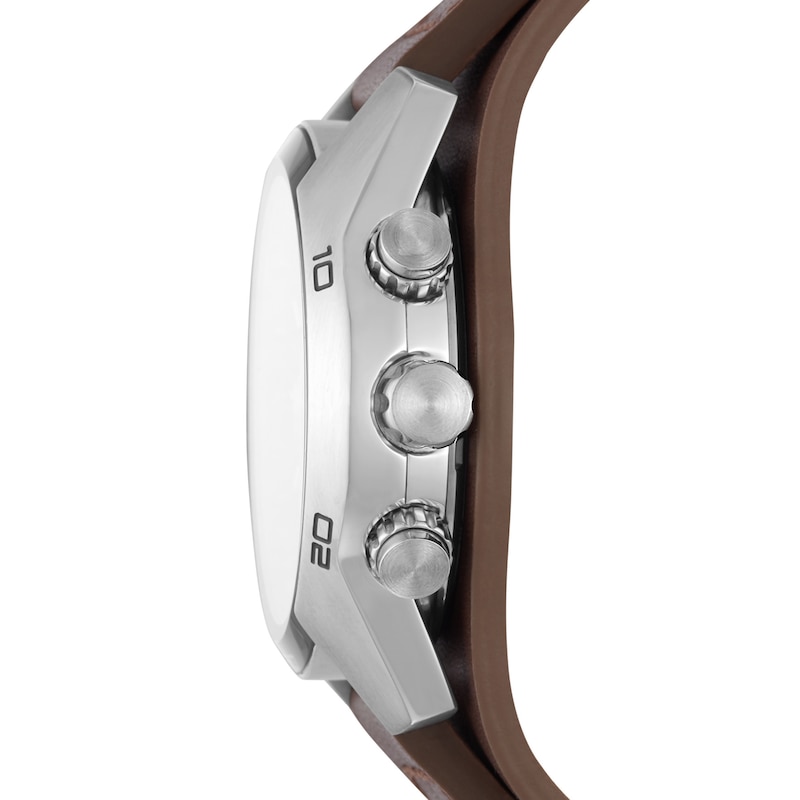 Main Image 2 of Men's Fossil Coachman Chronograph Brown Leather Strap Cuff-Style Watch with Two-Tone Dial (Model: CH2565)