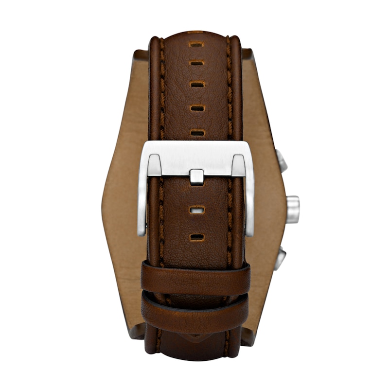 Main Image 3 of Men's Fossil Coachman Chronograph Brown Leather Strap Cuff-Style Watch with Two-Tone Dial (Model: CH2565)
