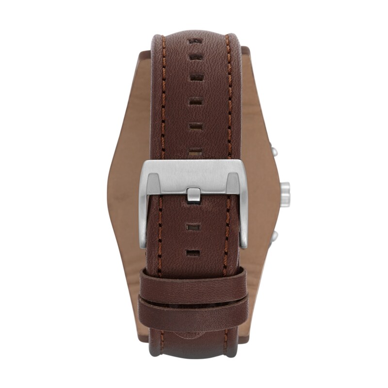 Men's Fossil Coachman Chronograph Brown Leather Strap Cuff-Style Watch with Black Dial (Model: CH2891)