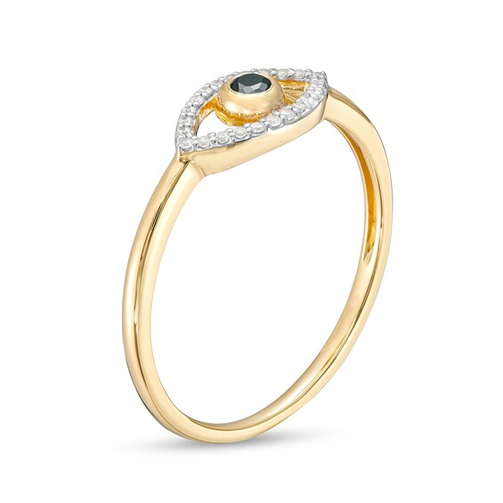 1/10 CT. T.w. Black and White Diamond Evil Eye Ring in 10K Gold